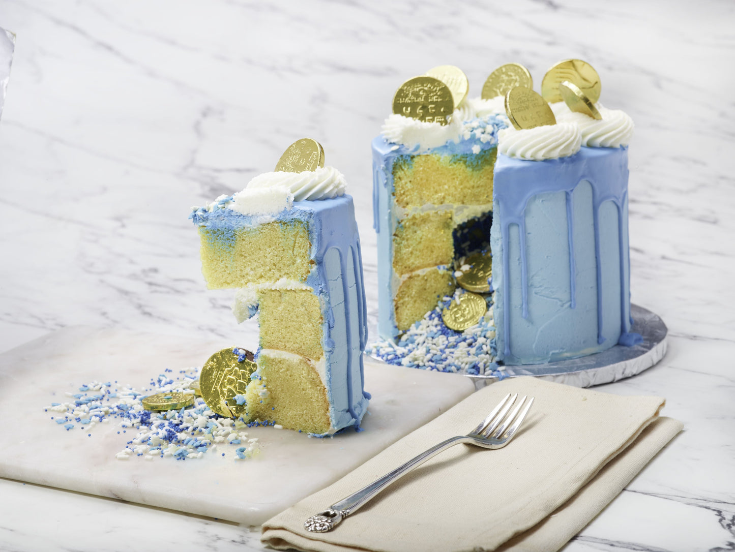 Hanukkah Explosion Cake