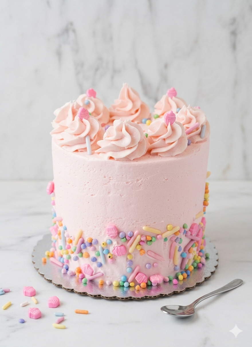 Pink puff whimsical cake