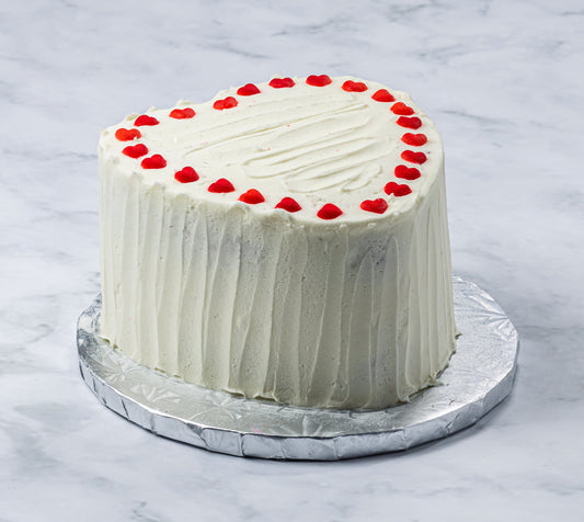 Red velvet & cream cheese frosting heart Valentine's cake