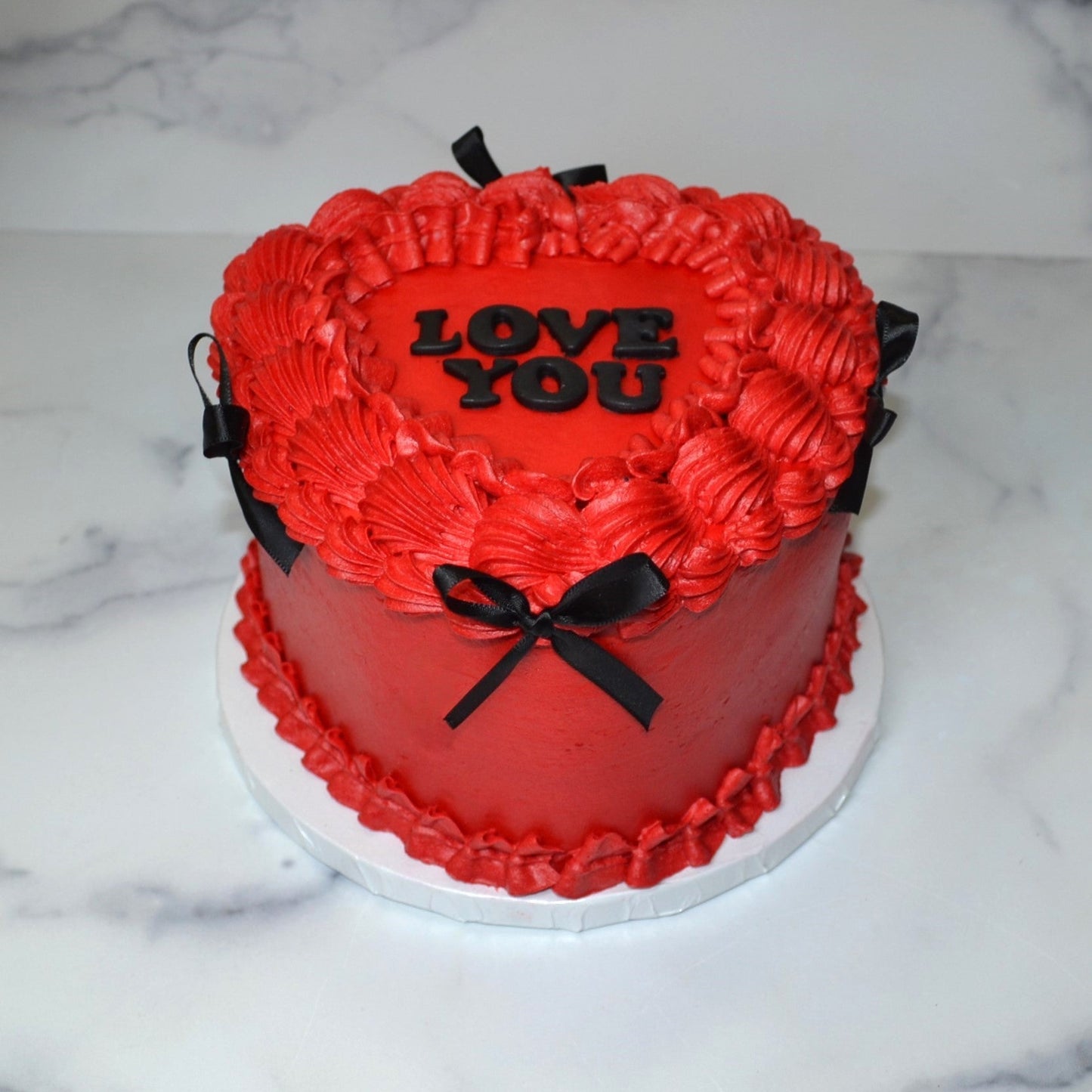 Love You Red Heart Cake