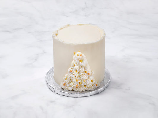 White Christmas tree cake